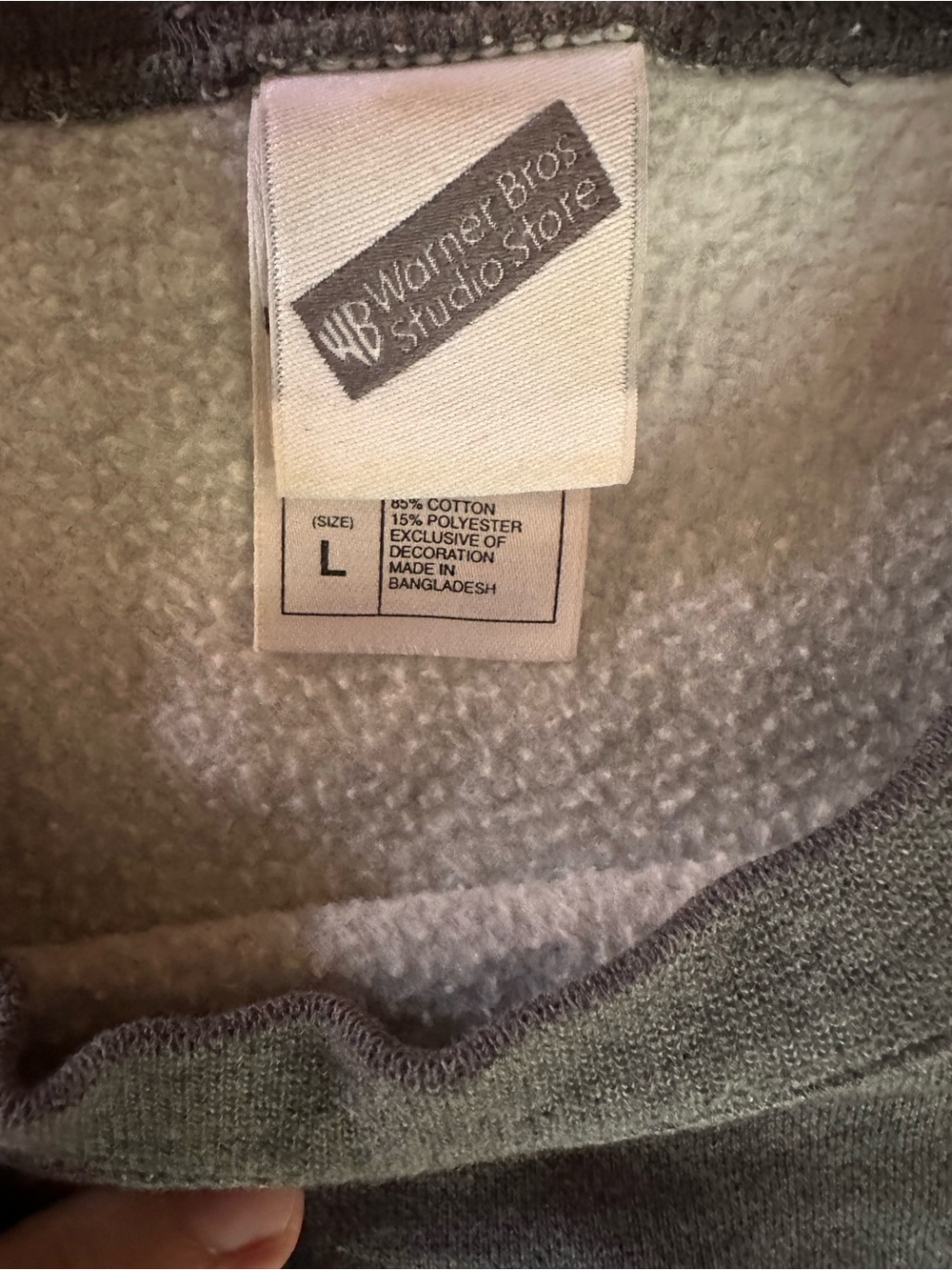Y2K Warner Bros Foghorn Leghorn Sweatshirt Gray Embroidered Appliqué Size L - Picture 4 of 6